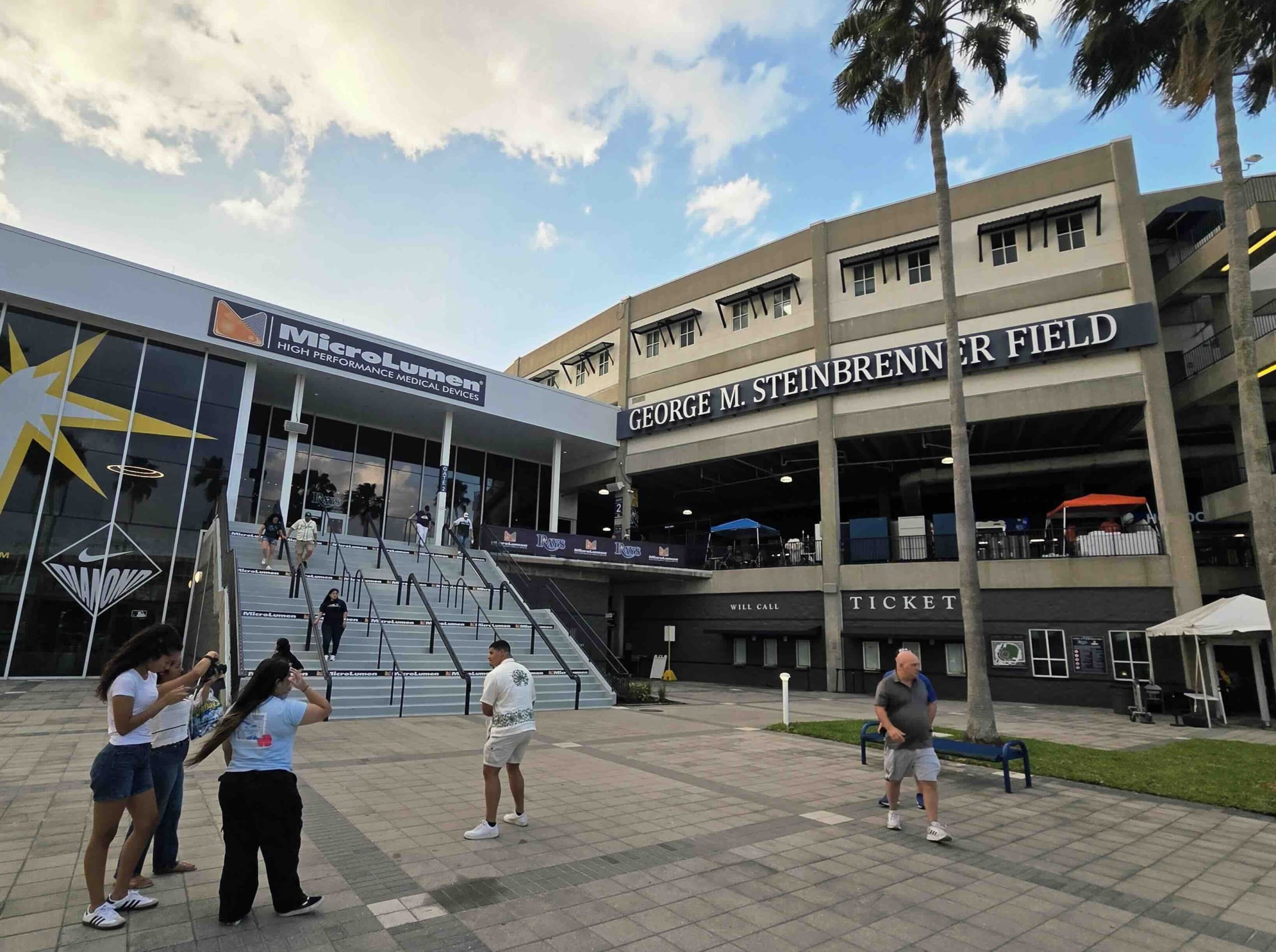 The facade of Steinbrenner Field in Tampa, Florida