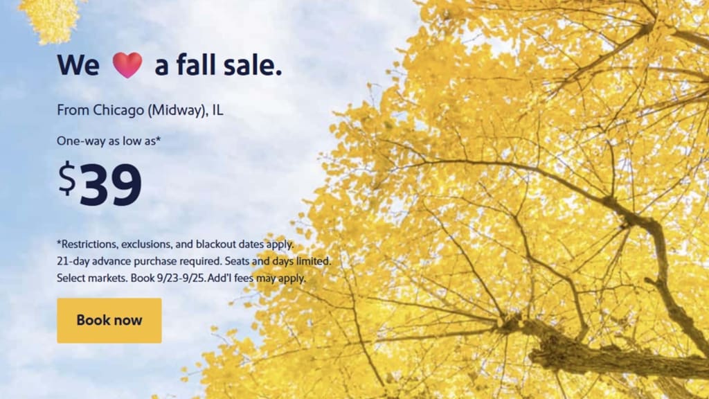 Southwest Airlines fall sale 2025