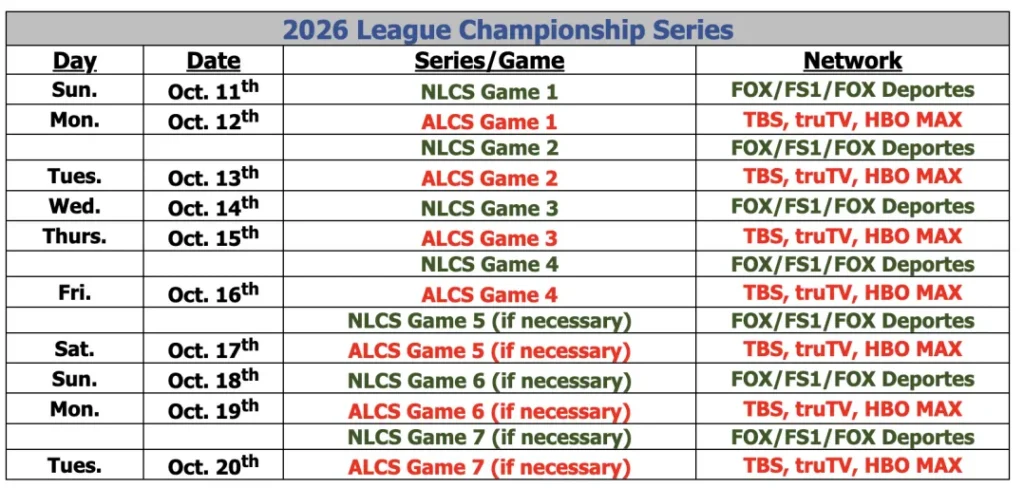 Mlb 2026 Cs Schedule